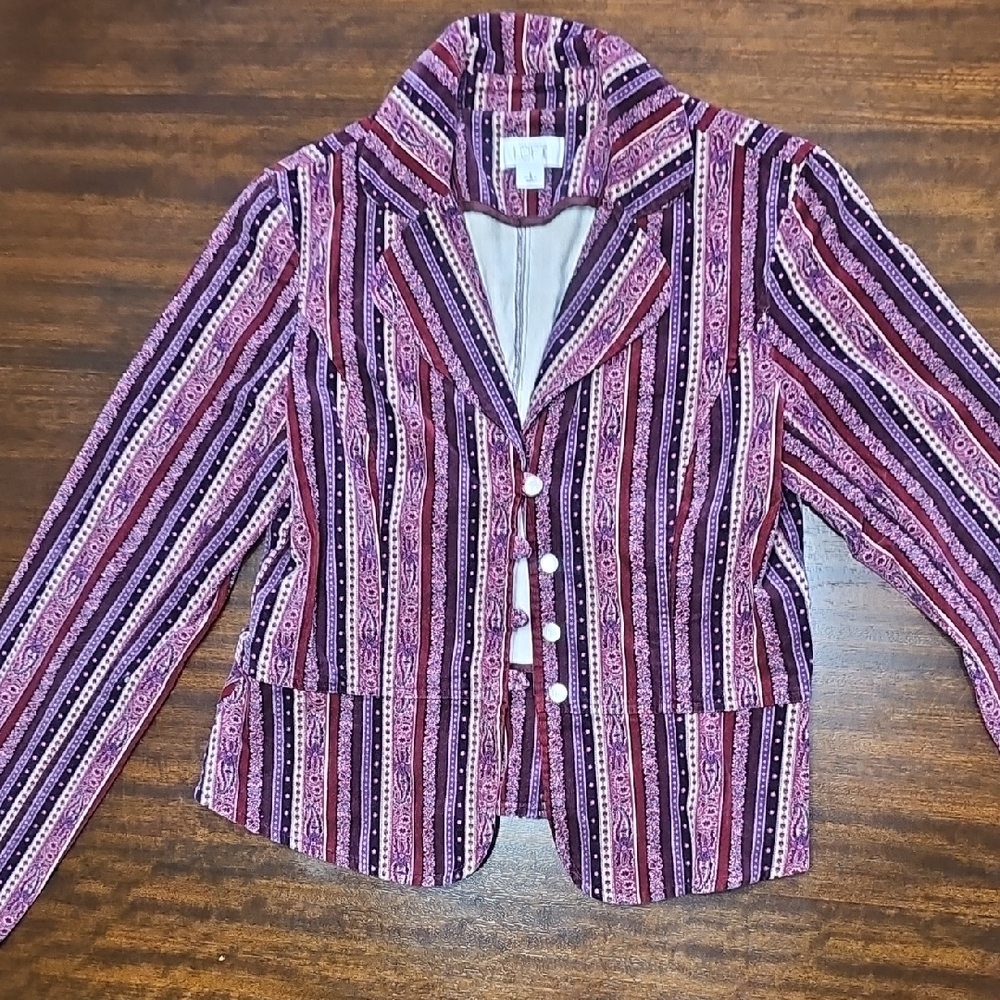 LOFT Women's Blazer with Pink and Purple Stripes